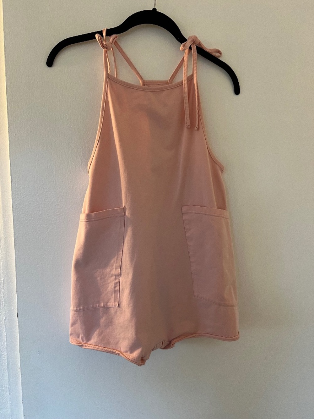 Cute Remie Girl Blush Pink Romper Tie Strap Pocket Shorts Summer Size S